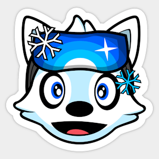 Excited Skier Alaskan Malamute Brook Sticker